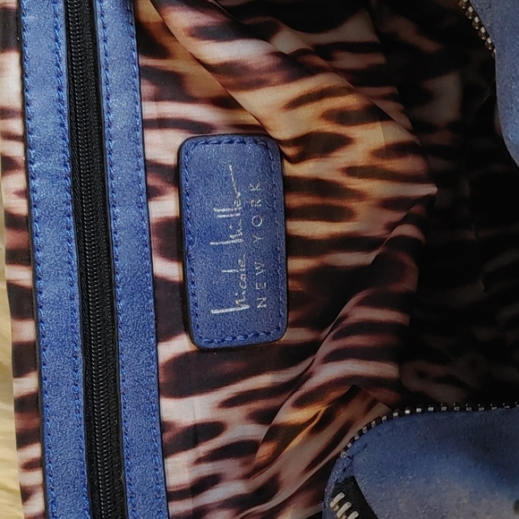 💚Nicole Miller Blue zipper satchel with crossbody strap - Picture 9 of 16